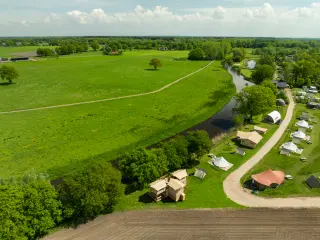 The Village: aerial view of the landscape with the river