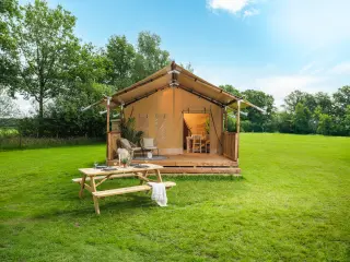 Wood Lodge Midi: front view with the picnic table