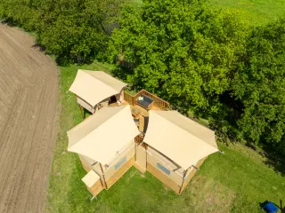 The Village: overhead view of the canvas roofs