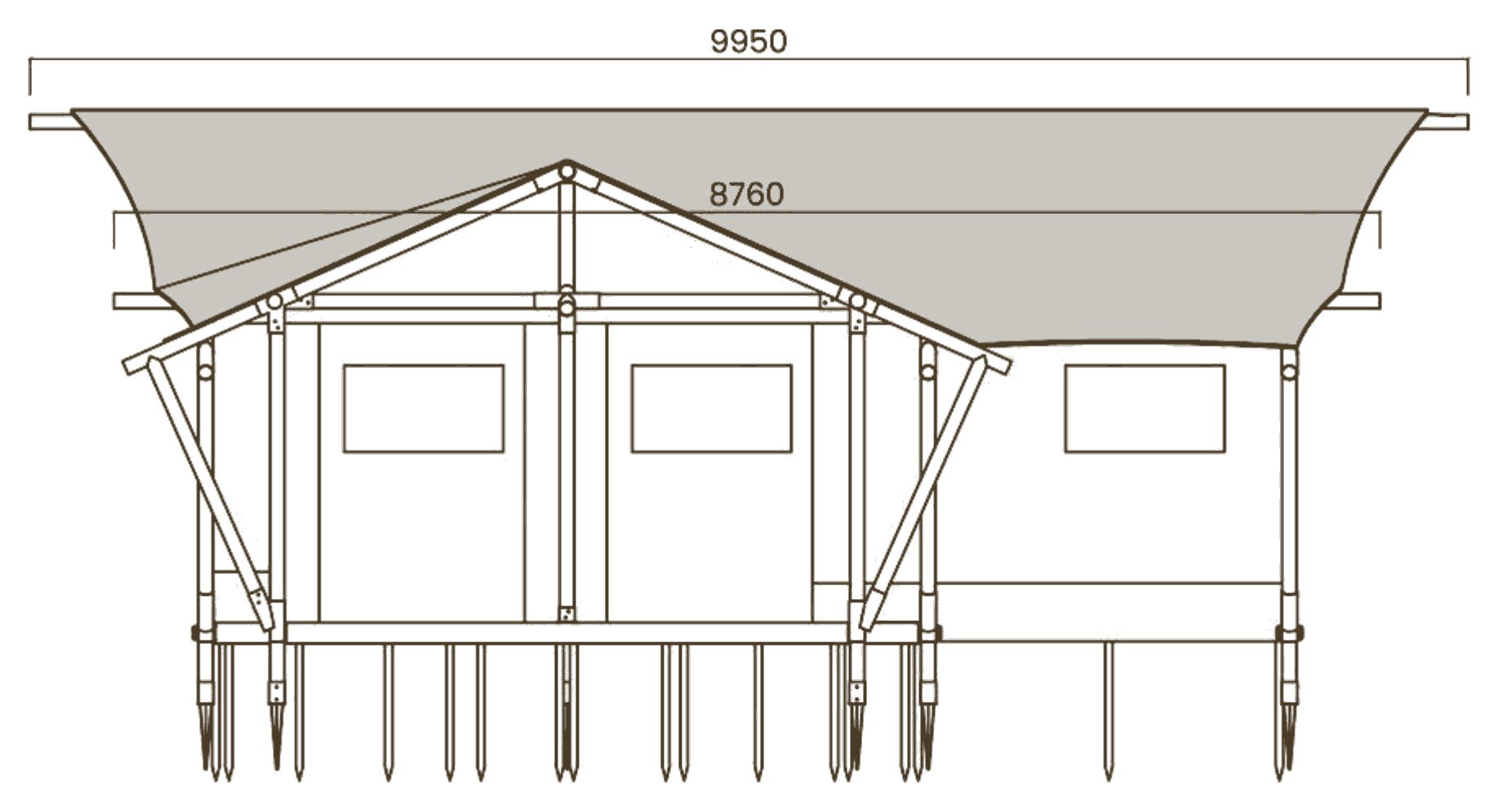 Luxury Safari Lodge 40: alzado frontal (plano)