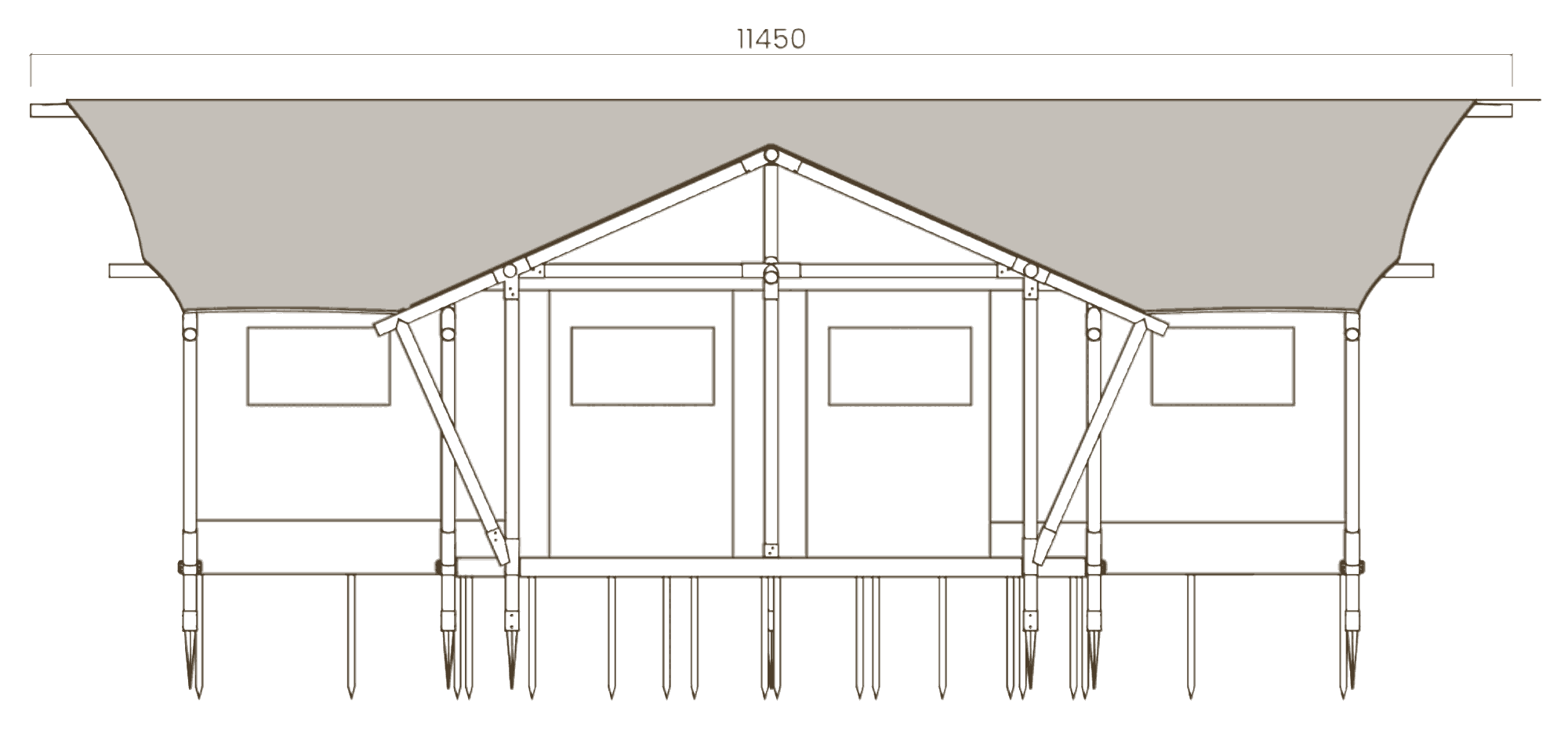 Luxury Safari Lodge 49: alzado frontal (plano)