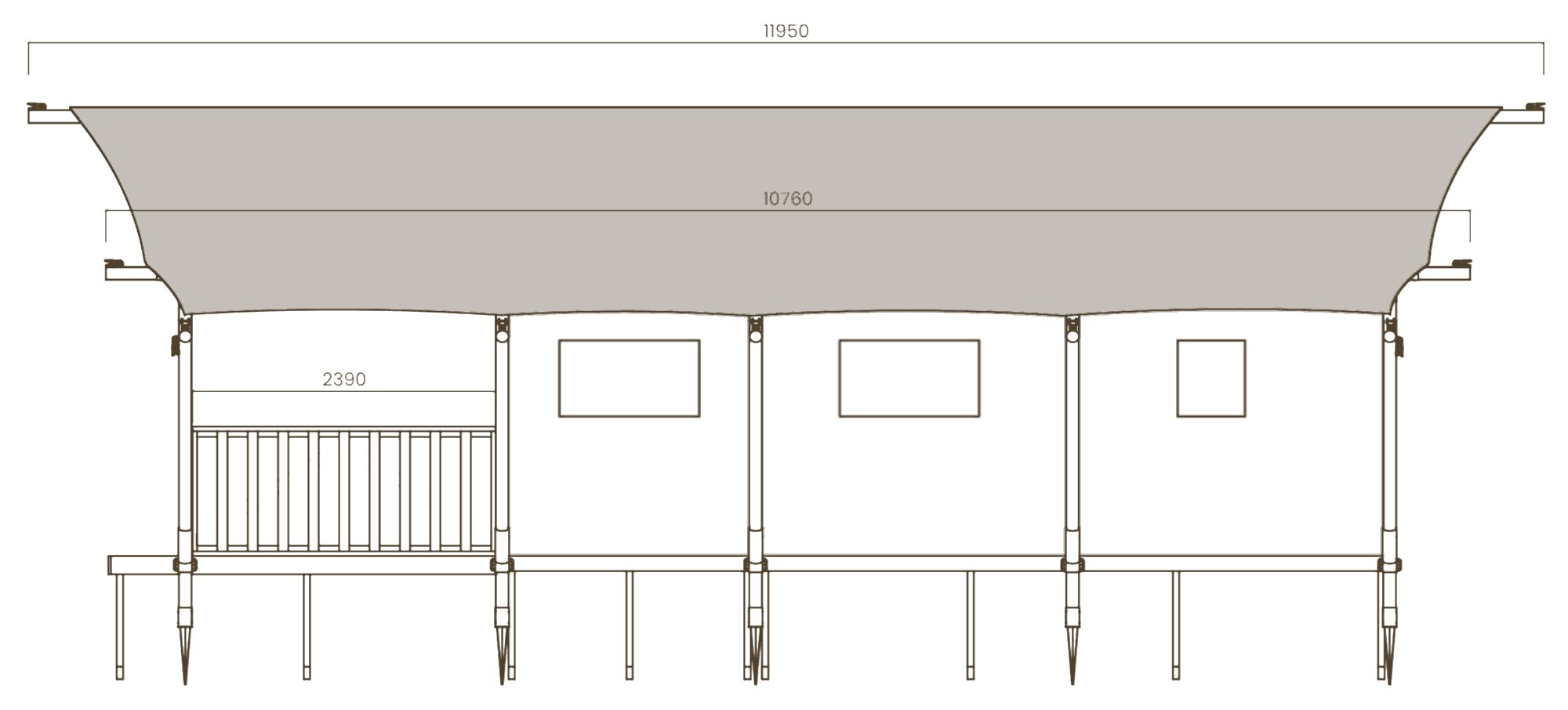 Wood Lodge 38: alzado lateral (plano)