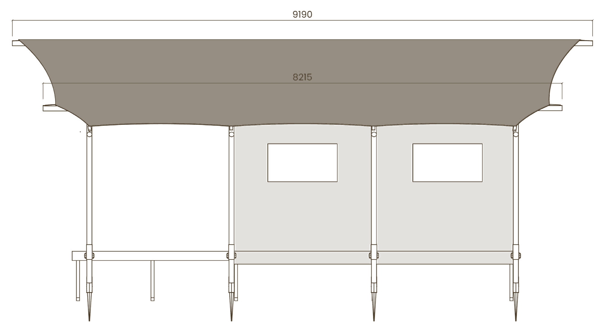 Wood Lodge Midi Suite: alzado lateral (plano)
